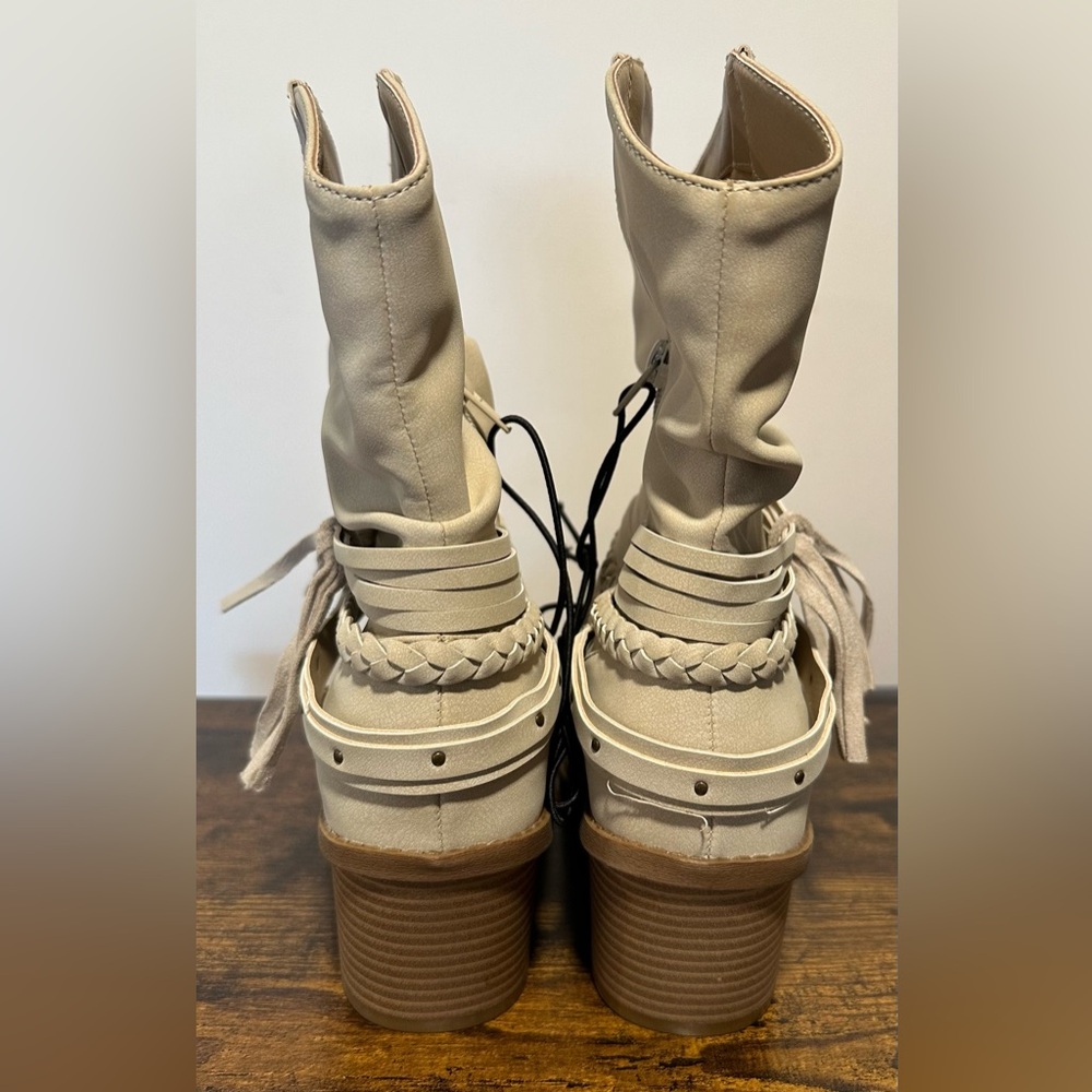 Pop Womens Bone Bryson Stacked Heel Cowboy Boots NWT Size 6 - Picture 6 of 8